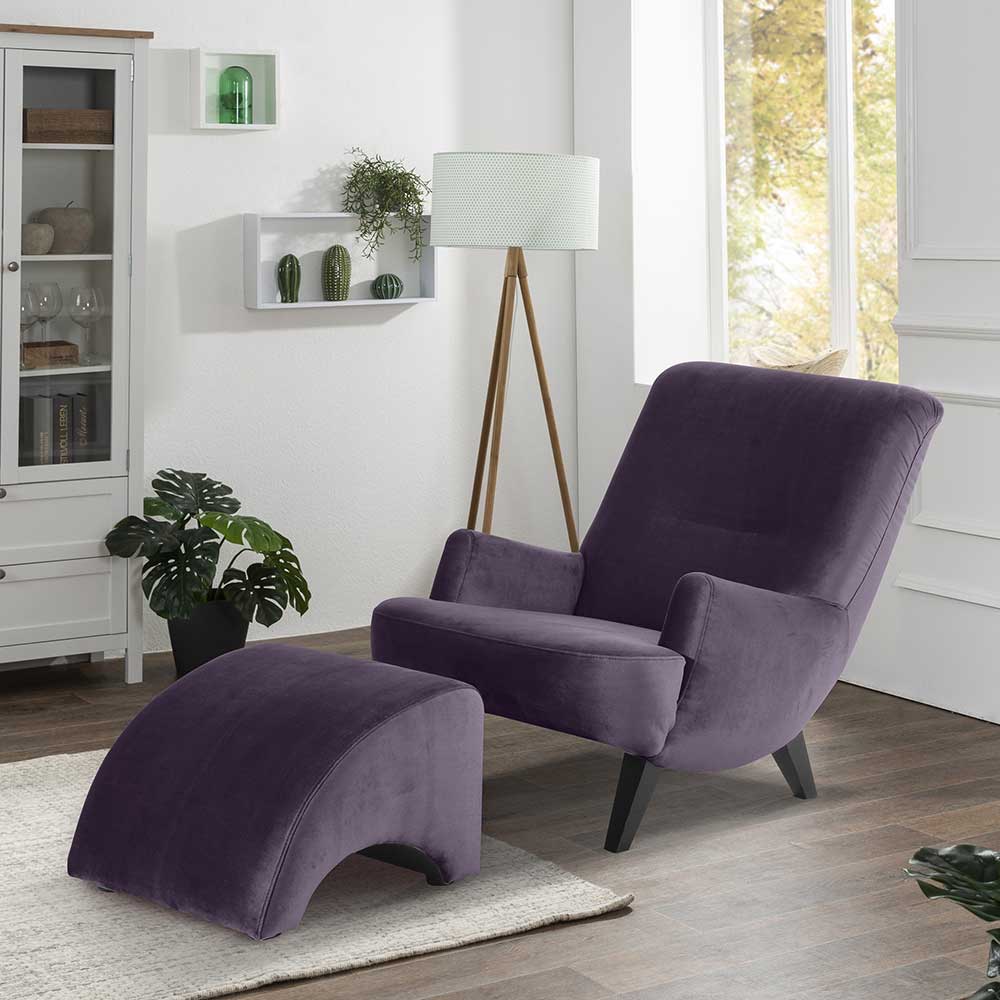 Dunkellila Wohnzimmer Sessel Devan in modernem Design 37 cm Sitzhöhe