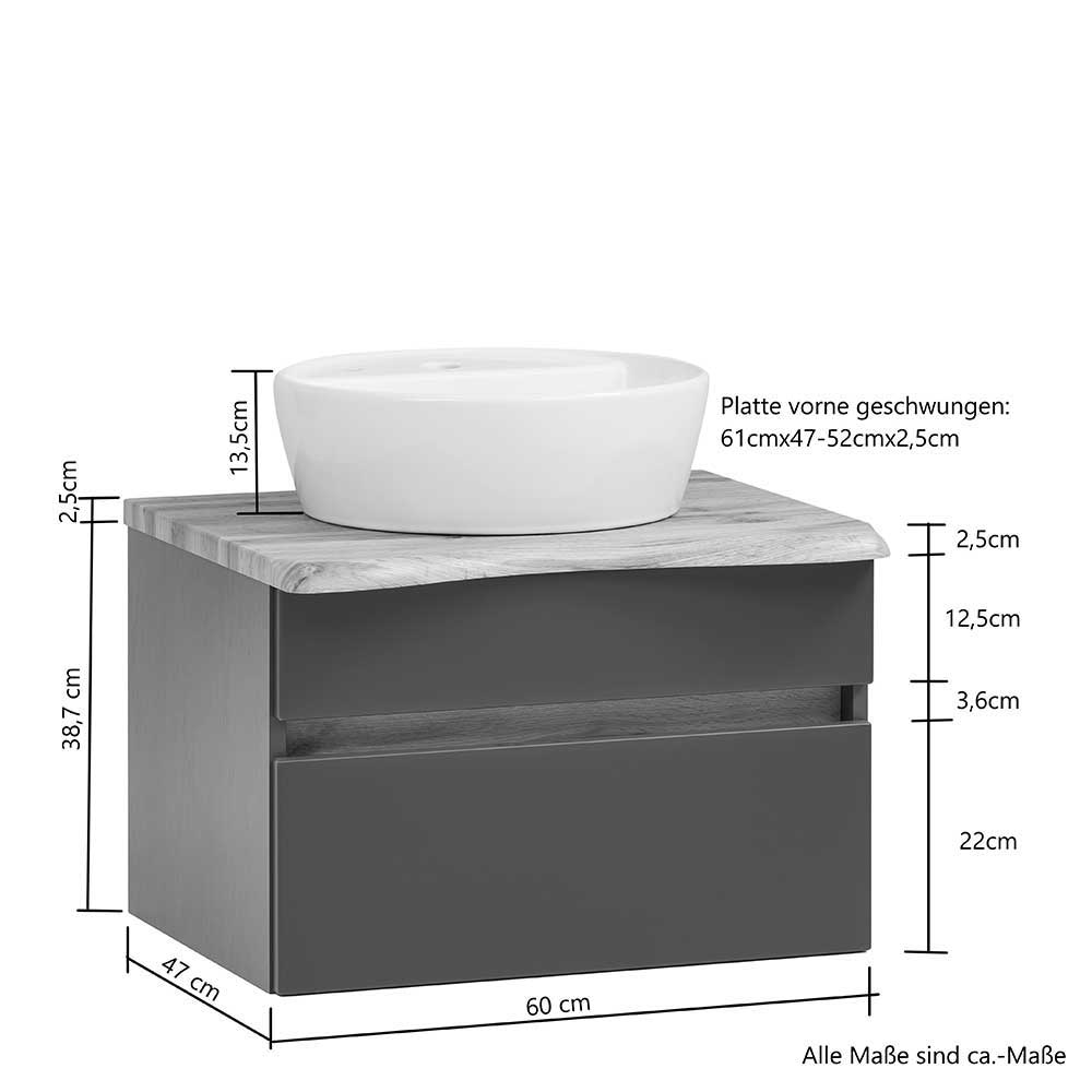 Badezimmermöbel-Set modern Pegruan mit LED Beleuchtung 52 cm tief (dreiteilig)