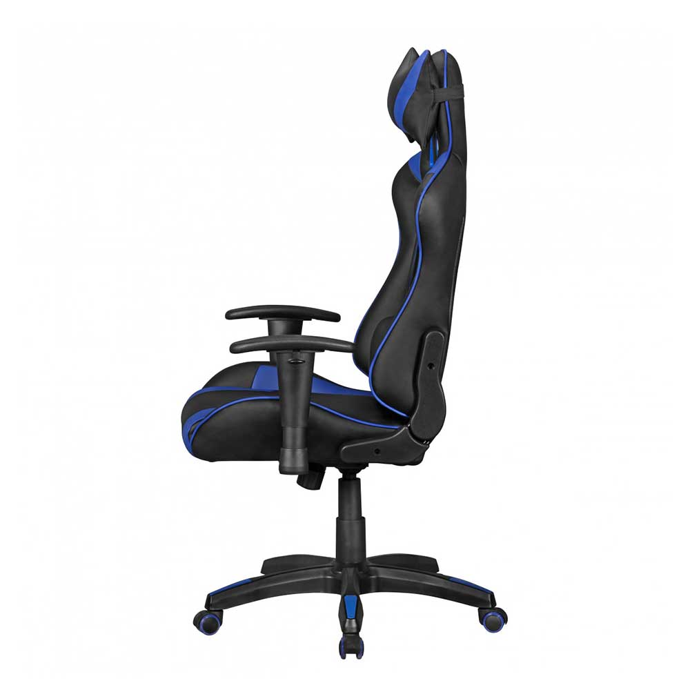 Gaming in hoher Lehne & Verstellbarer Schwarz Lania Blau mit Stuhl