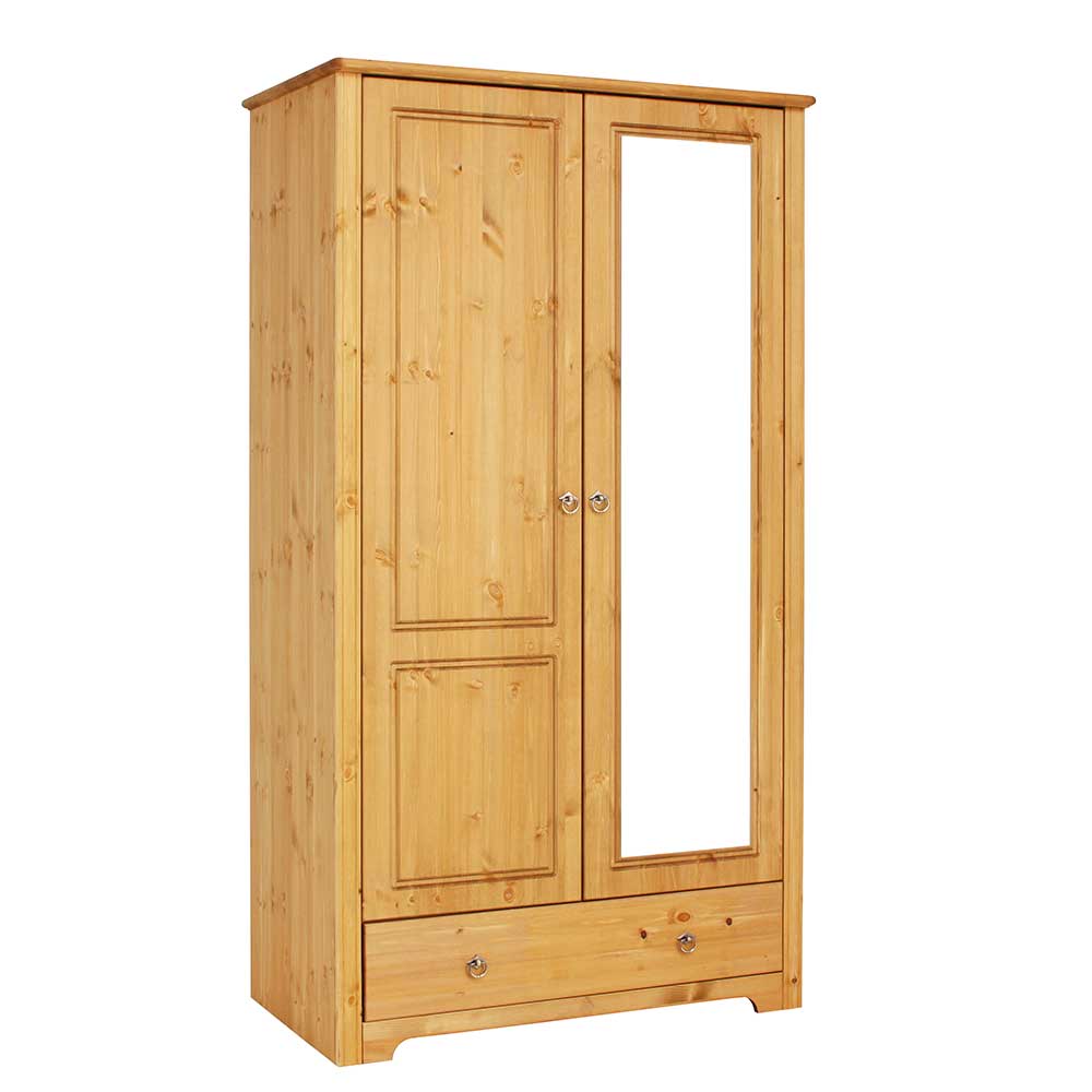 Holzkleiderschrank 245 cm Zvalonca aus Kiefer Massivholz 2 Spiegeltüren