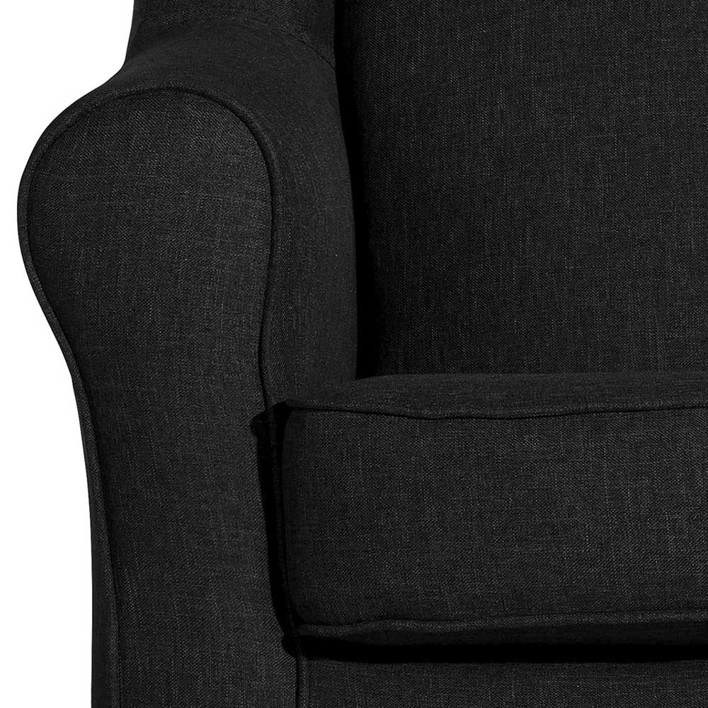 Sessel optional mit Hocker Fiametta in Schwarz und Buchefarben