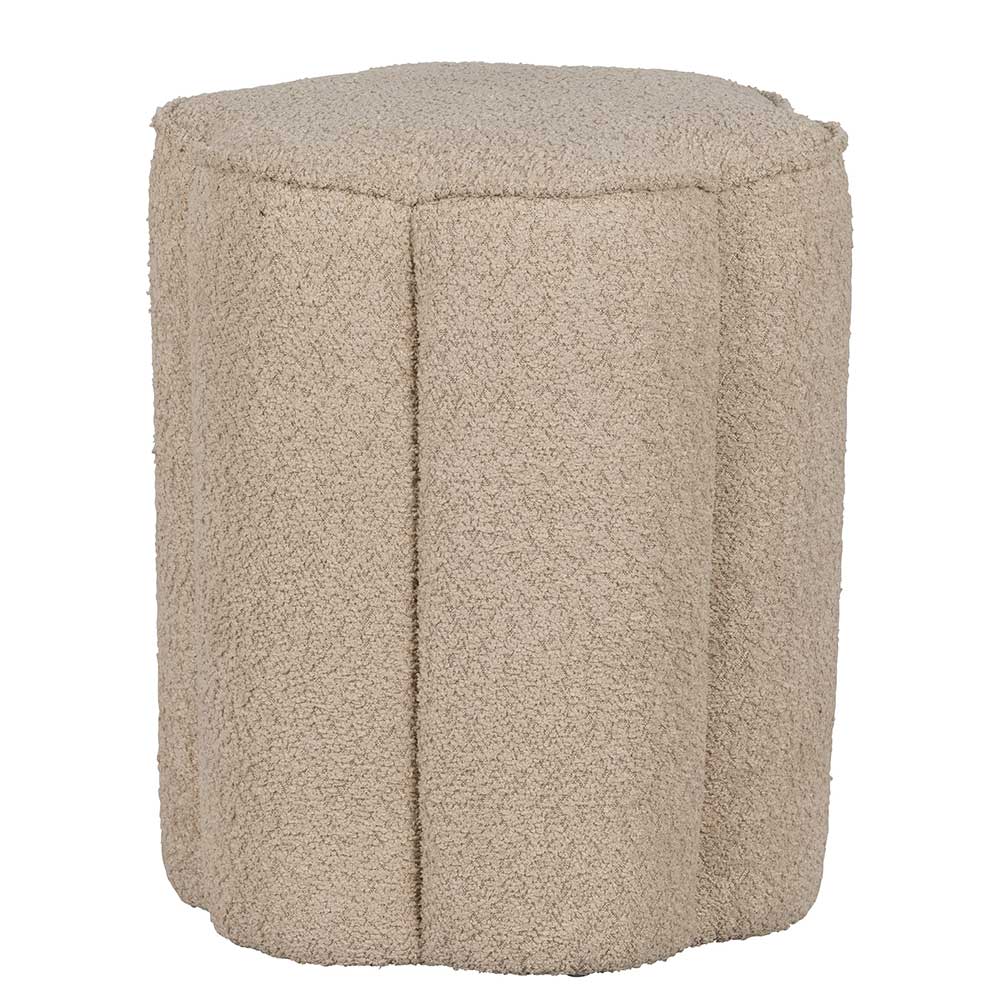 Zwei Hocker Jastrid in Beige aus Boucle Stoff (2er Set)