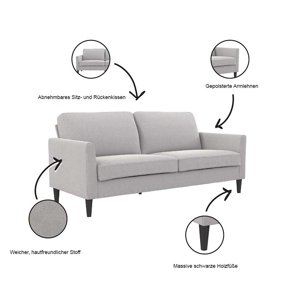 Sofa Harbour mit drei Sitzplätzen in Lichtgrau