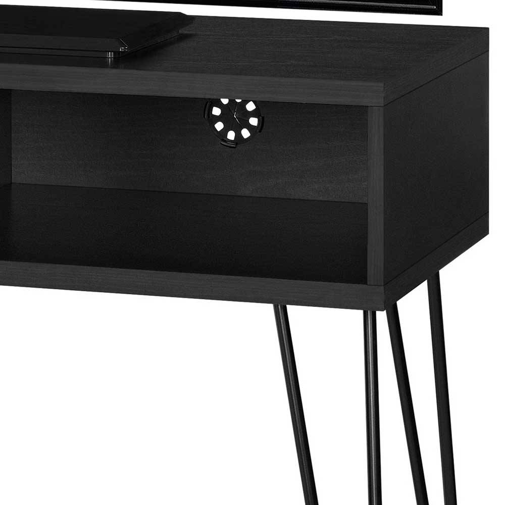 TV Board Gazona mit Metall Hairpin Gestell in Schwarz