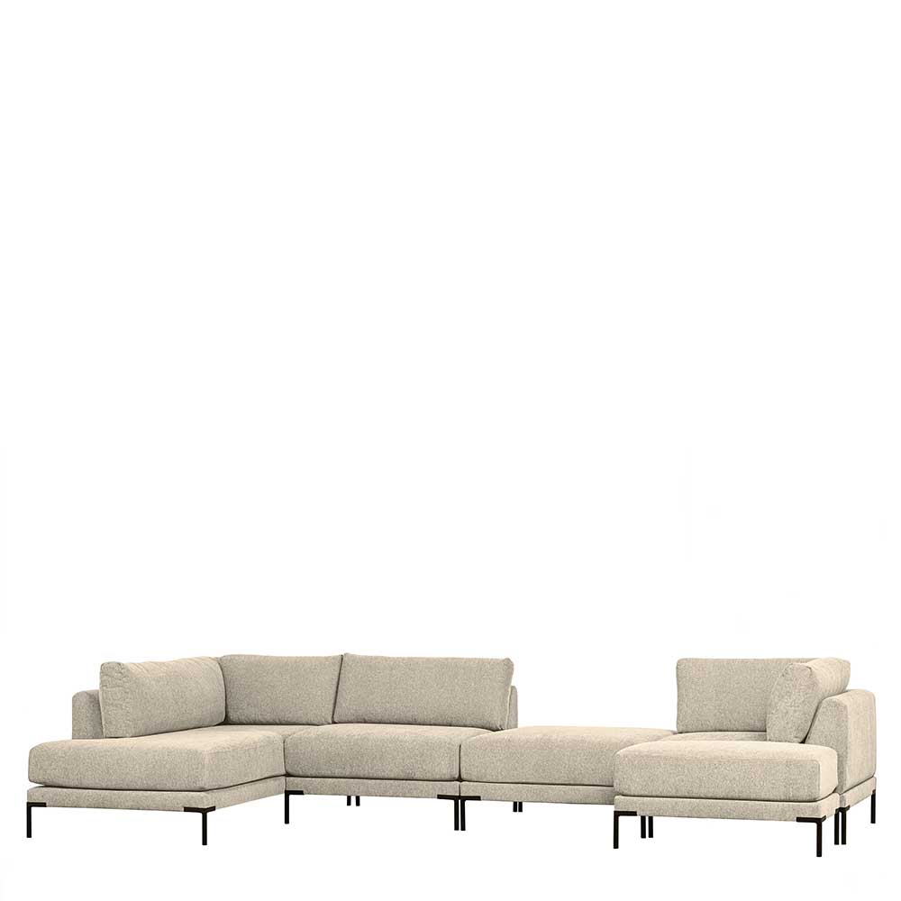 Modul Sofa Element Imdyano in Beige mit Vierfußgestell aus Metall