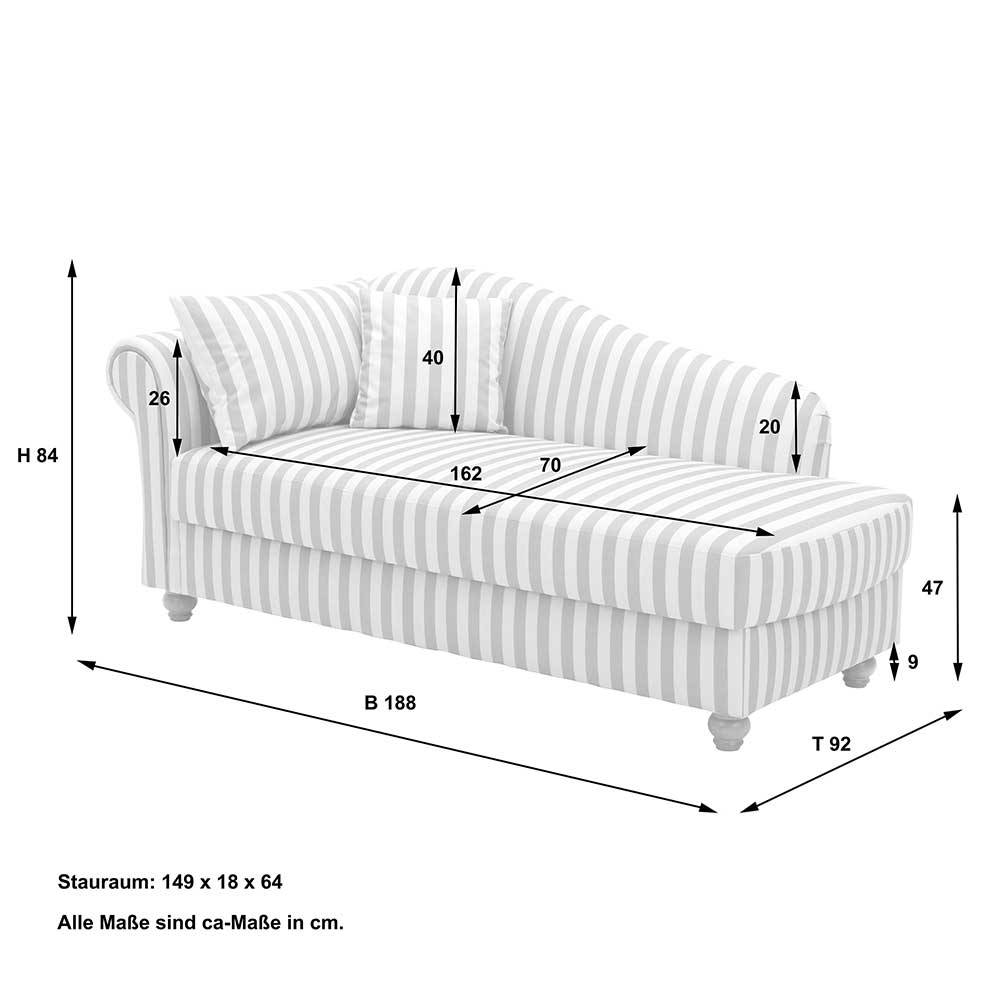 Landhausstil Recamiere Kerfou mit Streifenmuster 188 cm breit