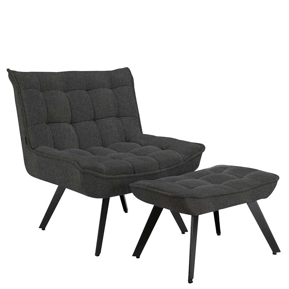 Sessel mit Hocker Nofre im Skandi Design mit Armlehnen | Pharao24