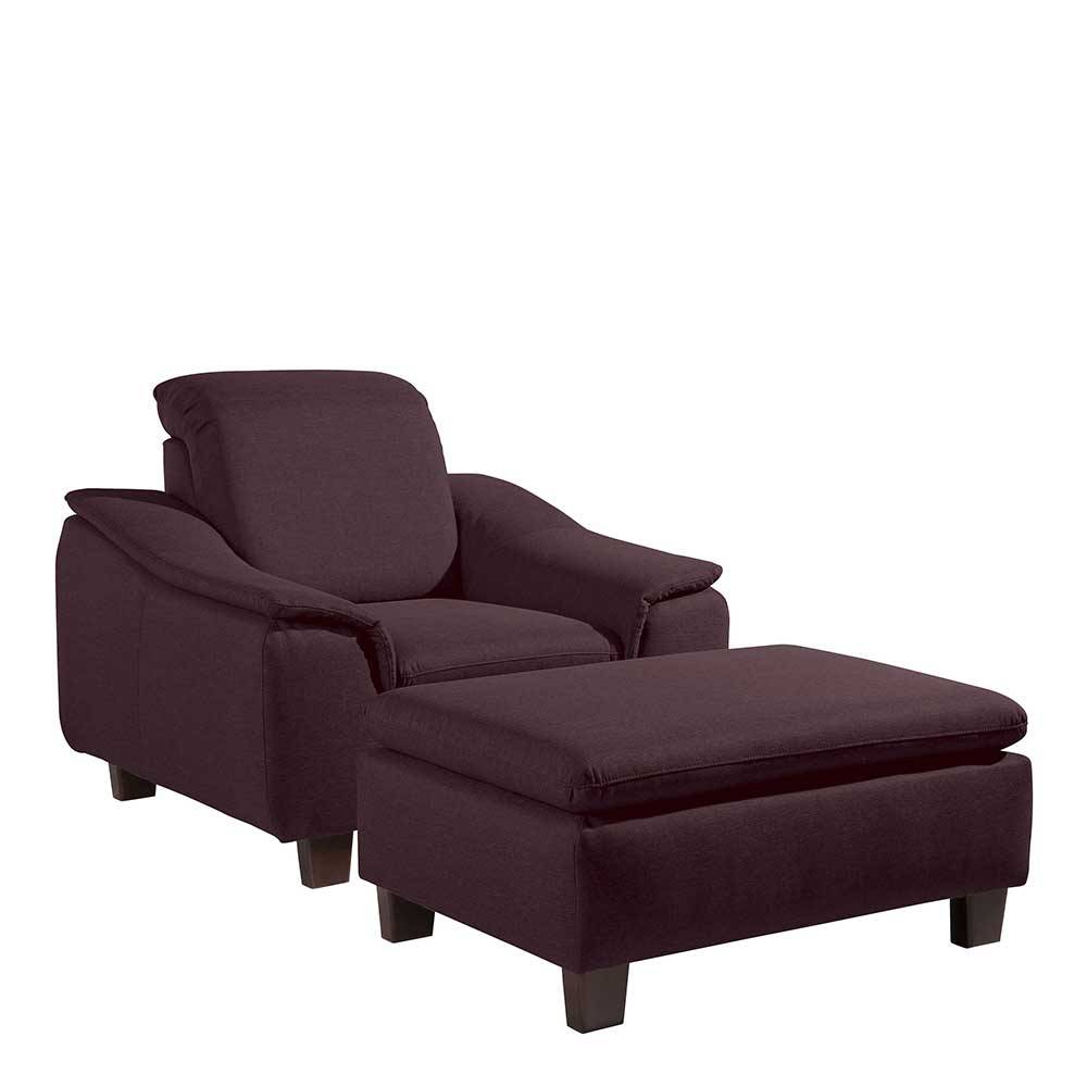 Polstersessel Bordeaux Rot Acsandrio in modernem Design optional mit Hocker