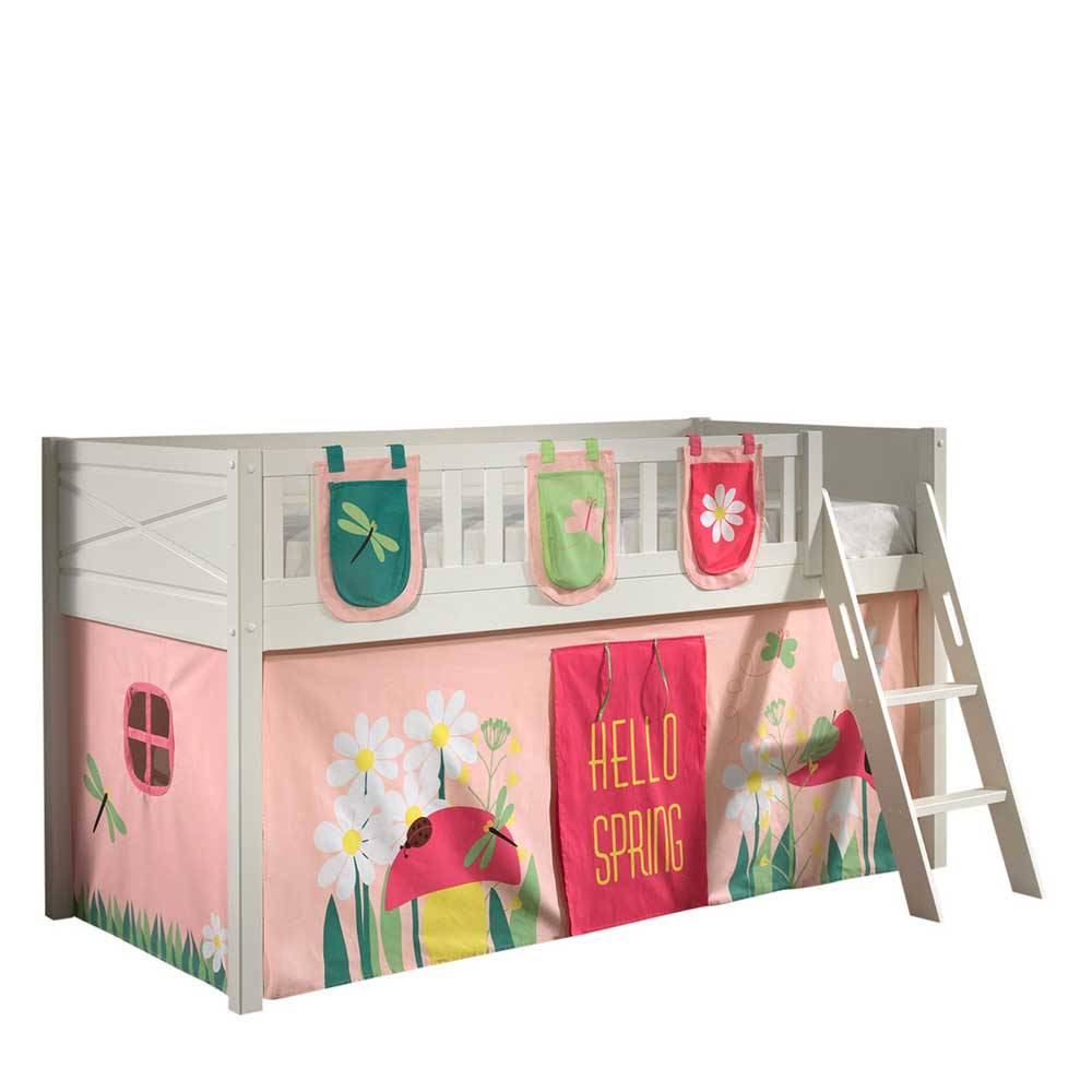 Kinderhochbett Pelago mit Blumen Motiv inklusive Leiter