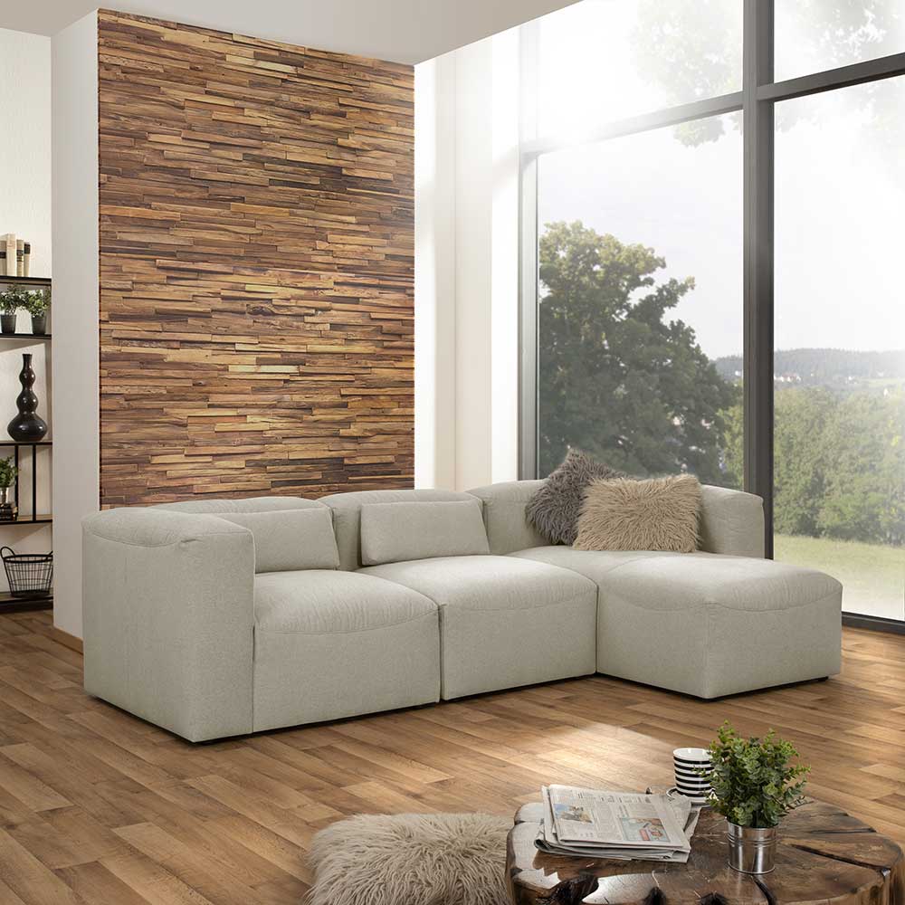 Modulsofa Pescara in Cremefarben 275 cm breit (dreiteilig)