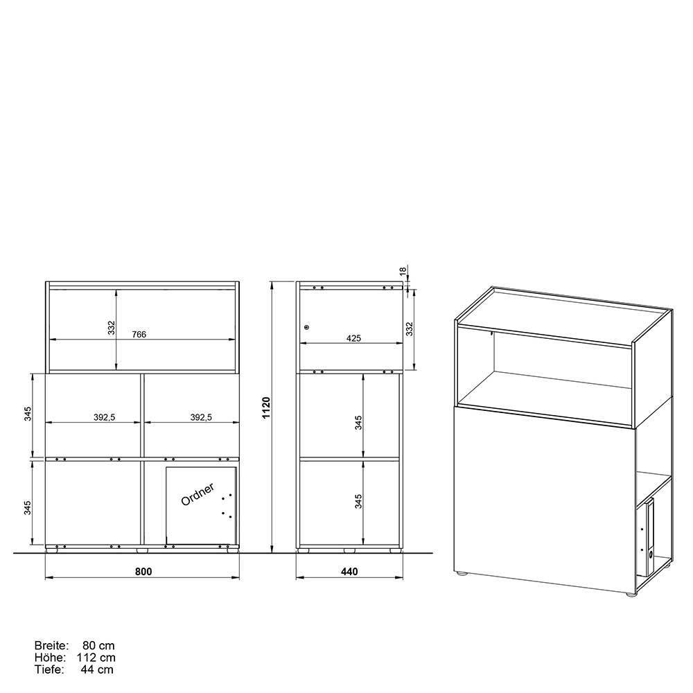 Büroausstattung Abby in modernem Design - Dunkelgrau (dreiteilig)