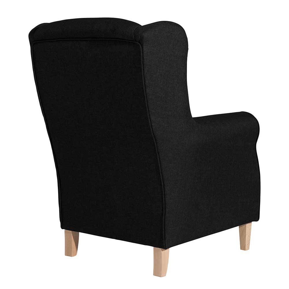 Sessel optional mit Hocker Fiametta in Schwarz und Buchefarben