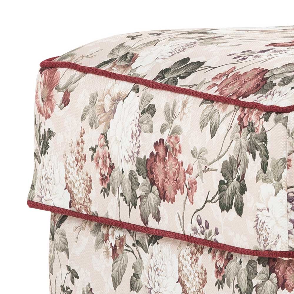 Vintage Look Polsterhocker Envus in Bunt mit Blumen Muster