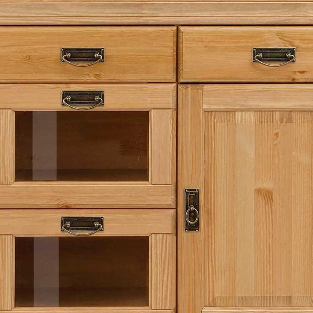 Buffetschrank Kiefer Viscinas 168 cm hoch mit Glastüren