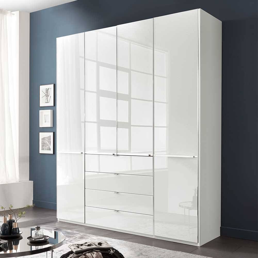 Schlafzimmer Drehtürschrank Bean in Weiß 198 cm breit