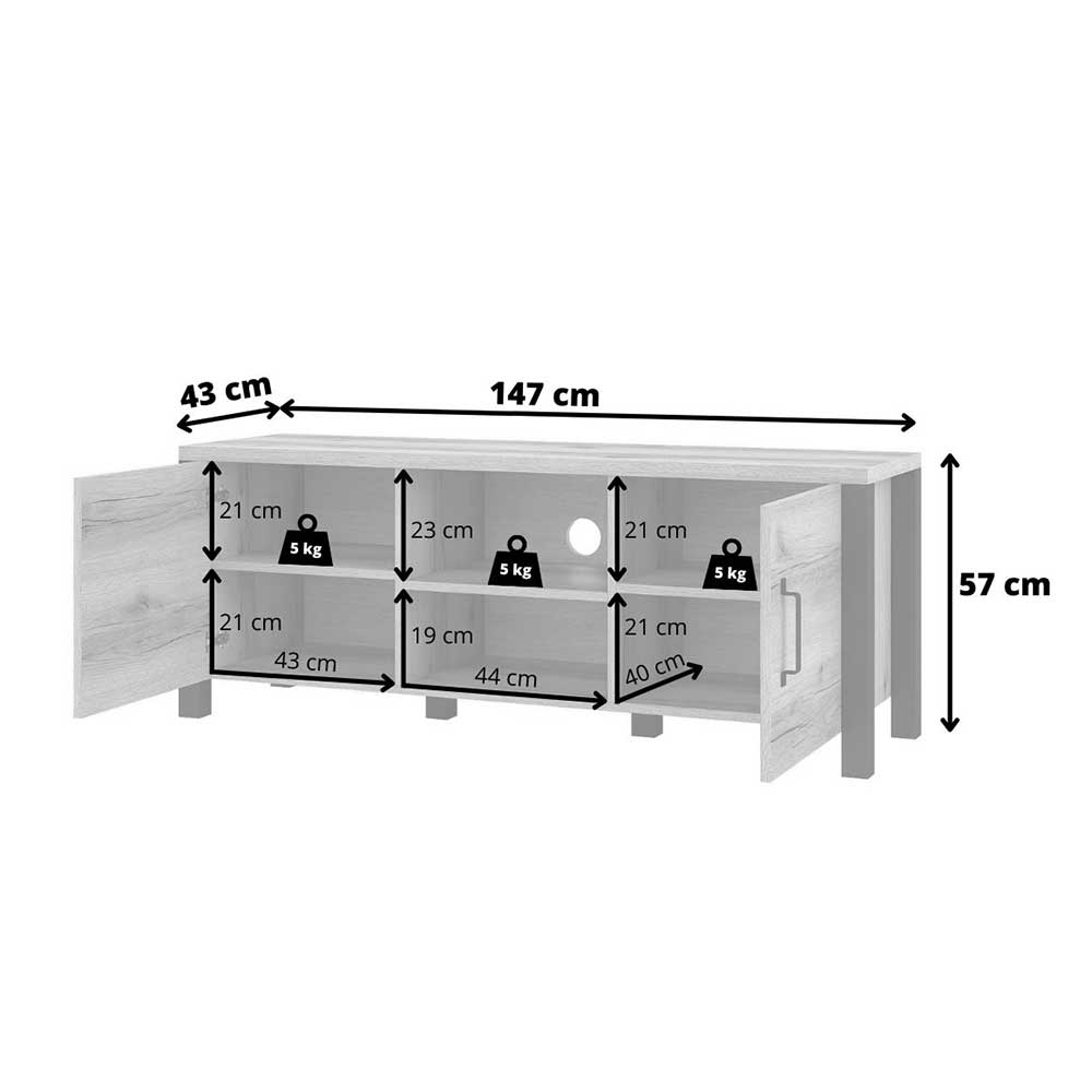 Factory Fernsehboard Racadia in Walnussfarben 147 cm breit