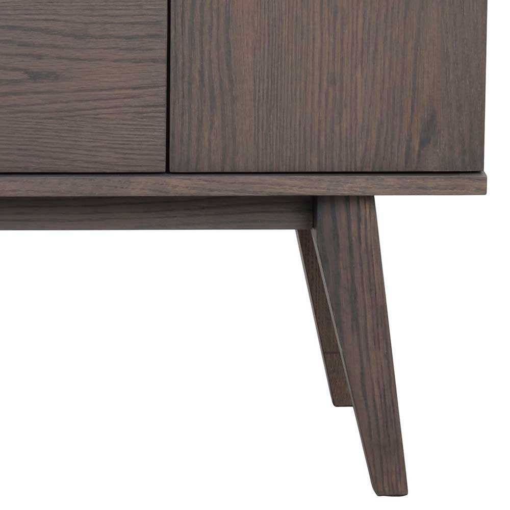 Skandi Esszimmer Sideboard Bull in Eiche Dunkelbraun teilmassiv 150 cm breit