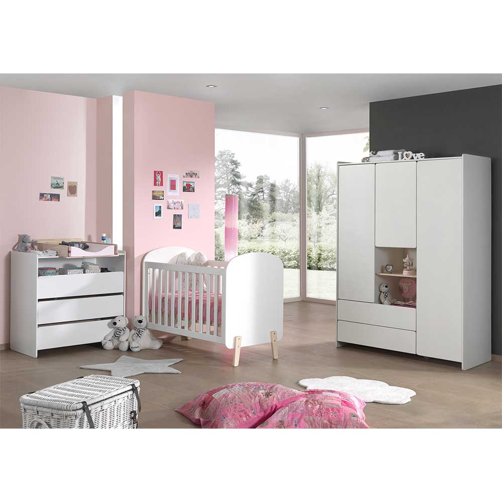 Skandi Babyzimmer Set Iliana dreiteilig in Weiß (dreiteilig)