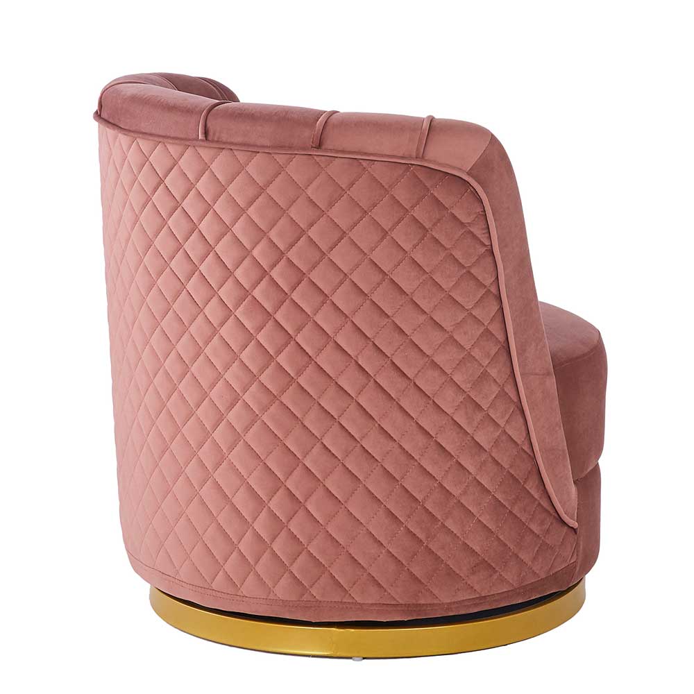 Retrostil Sessel Cales drehbar in Rosa und Goldfarben