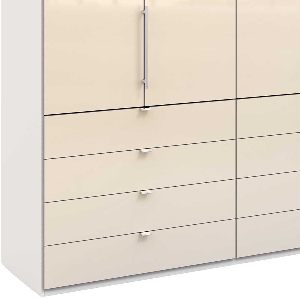 Design Schlafzimmerschrank Invelita in Creme Weiß mit Falttüren und Schubladen