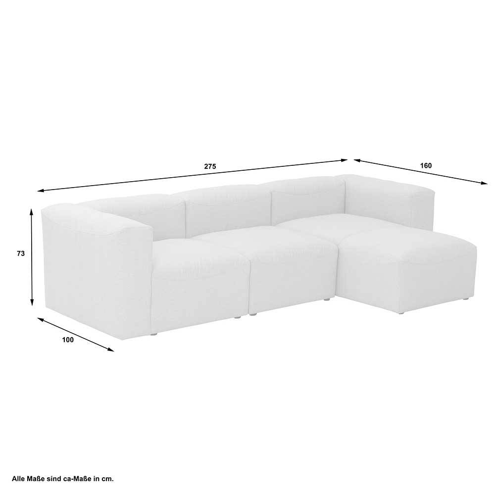 Modulsofa Pescara in Cremefarben 275 cm breit (dreiteilig)