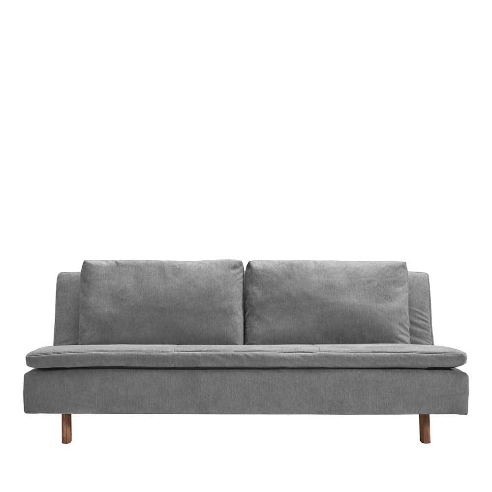 Ausklappbares Sofa Goyas in Grau aus Microvelour und Eichenholz