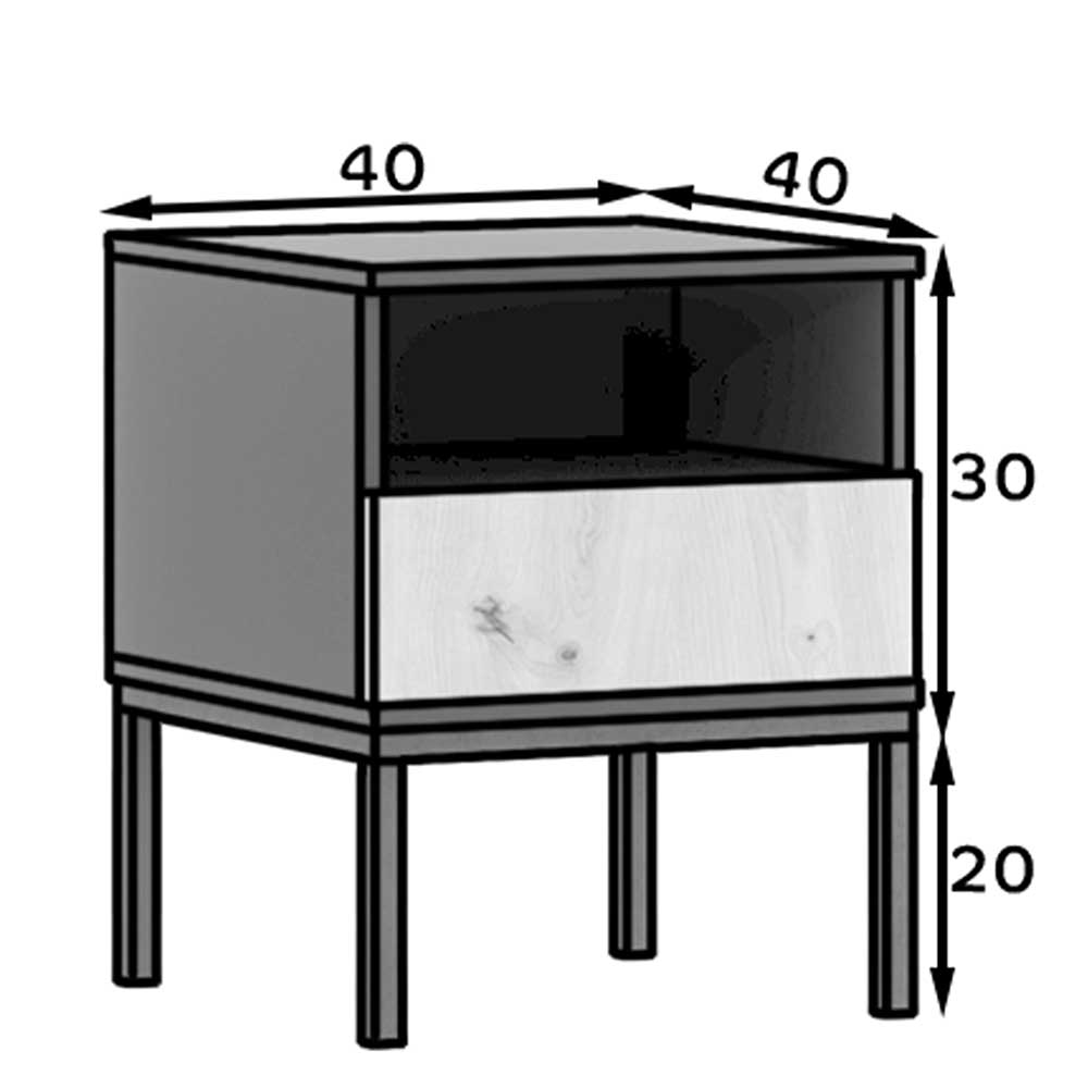 Nachttisch Balata mit einer Schublade und einem offenen Fach