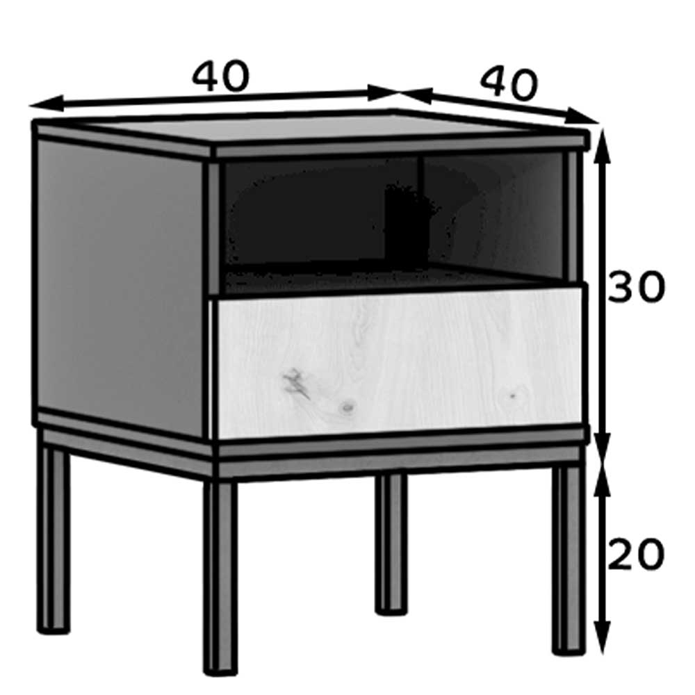 Nachttisch Jirup mit einem offenen Fach und einer Schublade