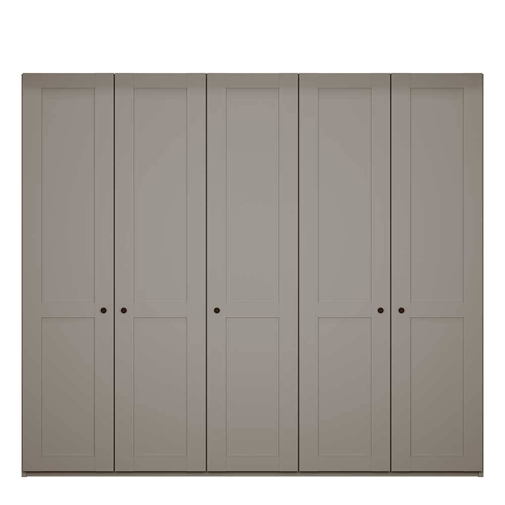 Schlafzimmerschrank 5-tuerig Saconso in Hellgrau 250 cm breit