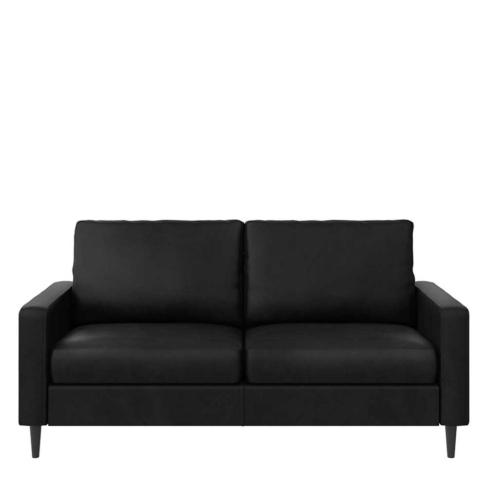 Kunstleder Sofa Frenanda in Schwarz mit Taschenfederkern Polsterung