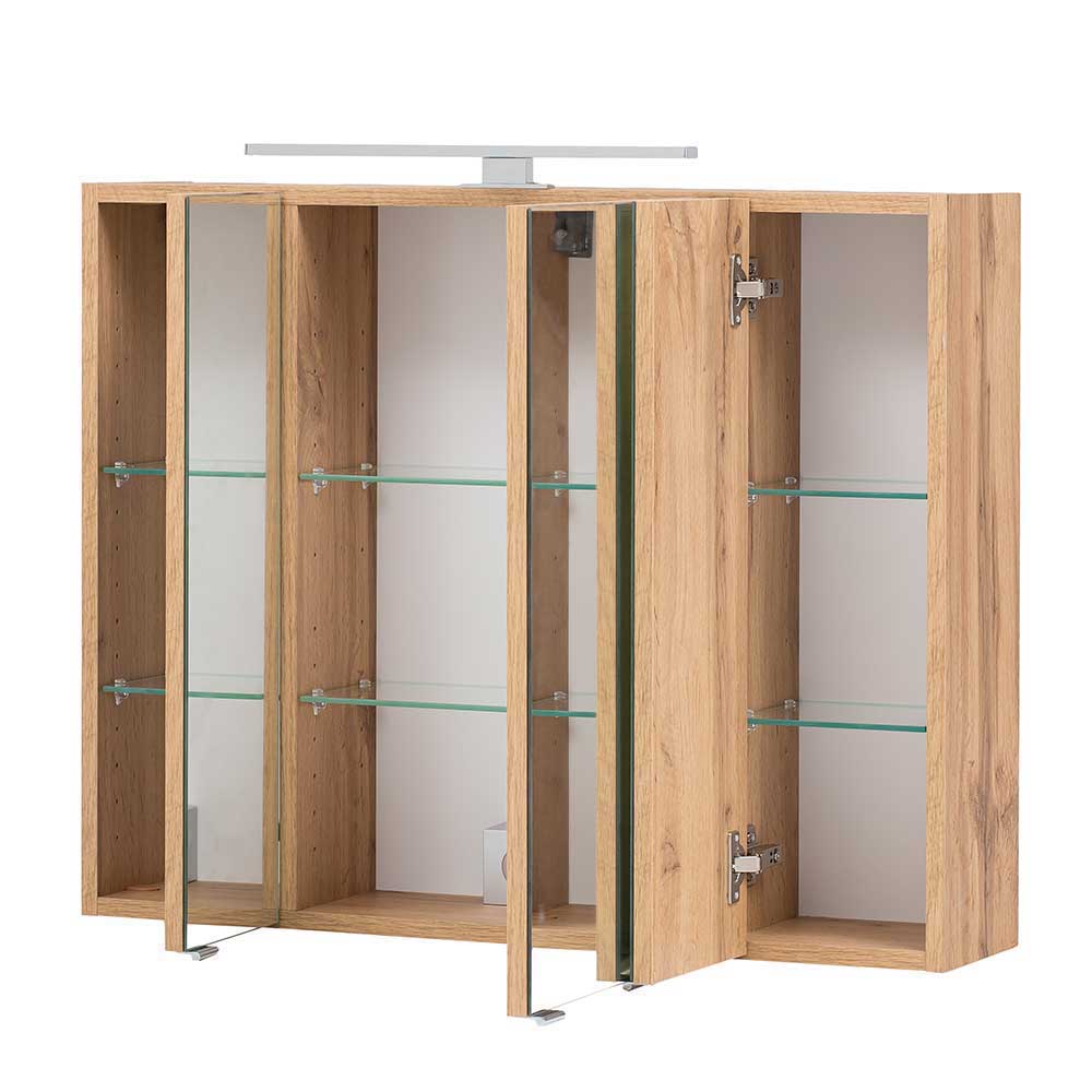 Komplett Badezimmer Set Ruliand in Grau und Wildeiche 120 cm breit (dreiteilig)