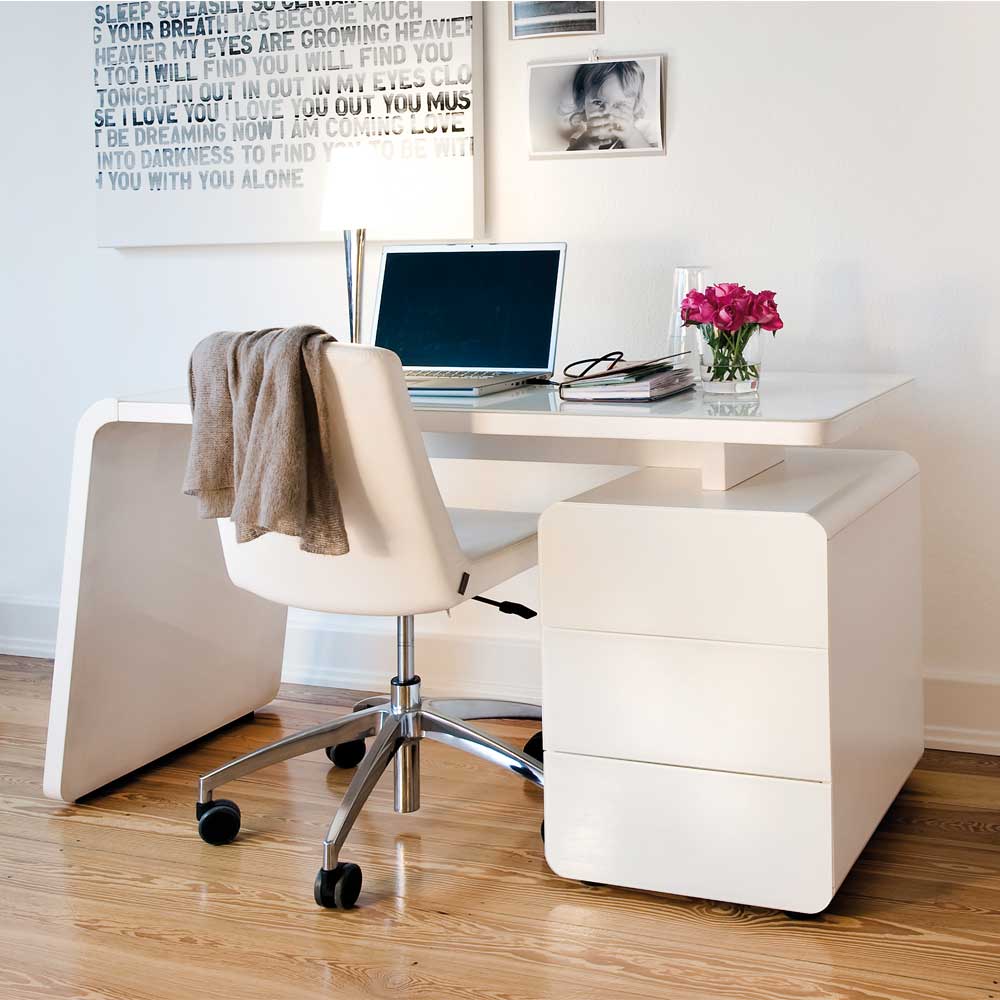 Design Schreibtisch in Weiß - | Pharao24 Utony