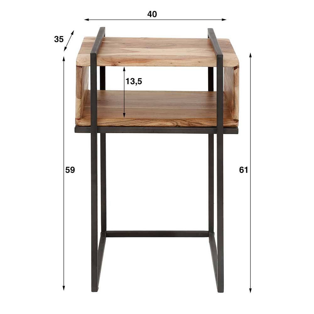 Nachtkommode Junetega aus Akazie Massivholz & Metall 61 cm hoch