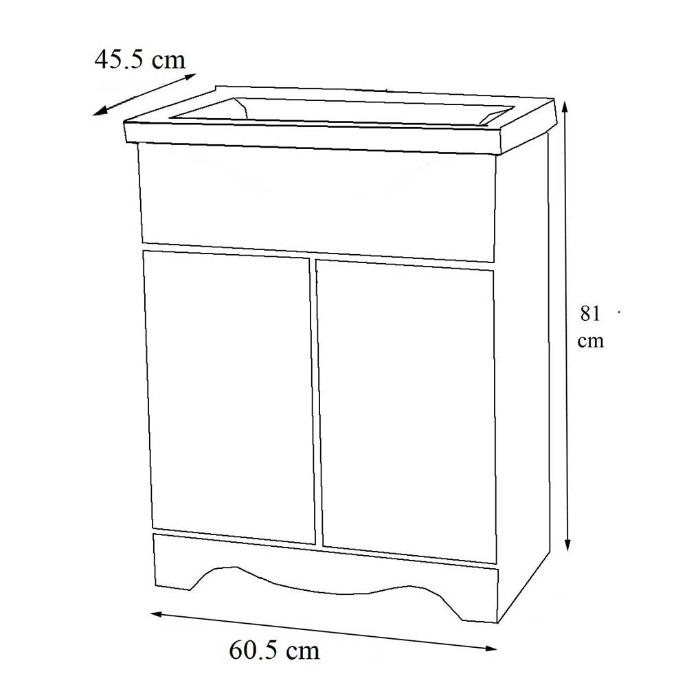 Landhaus Waschplatz Set Exmadura in Weiß 61 cm breit (zweiteilig)