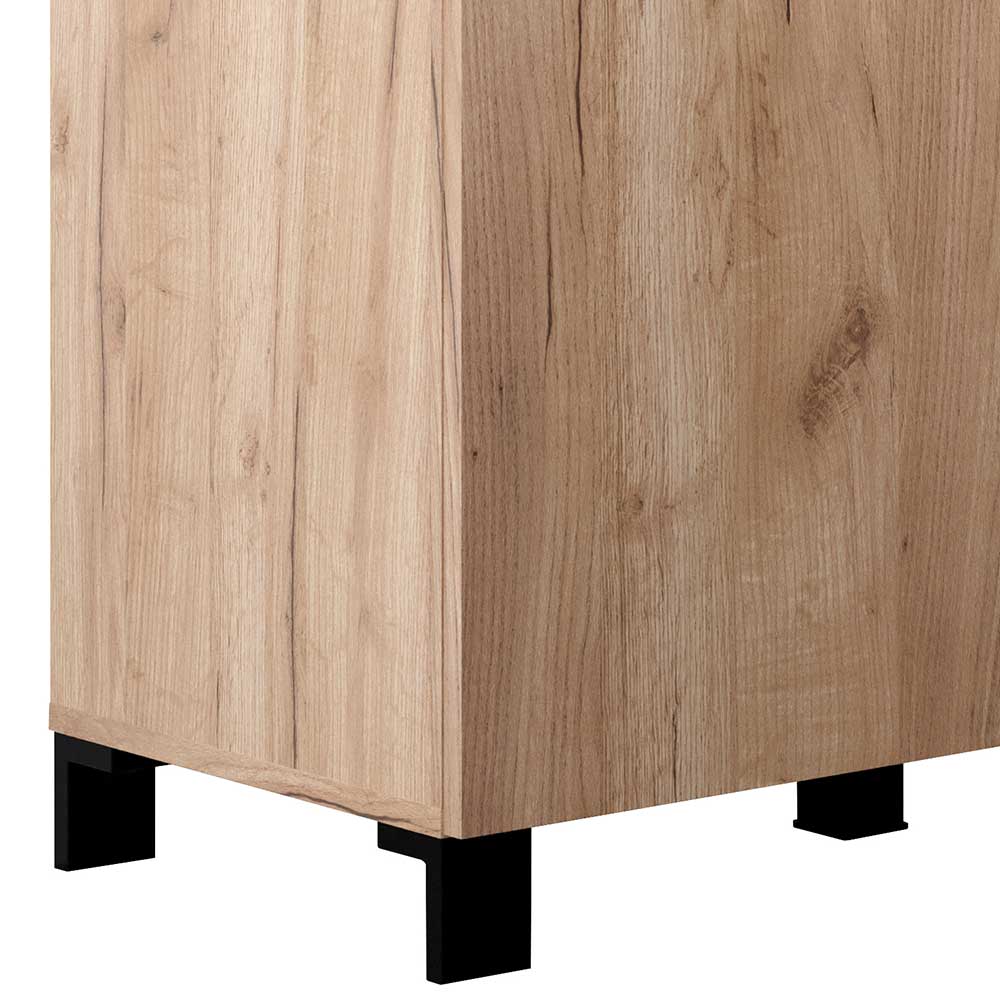 Highboard Acadonia in Eiche dunkel und Schwarz 140 cm hoch