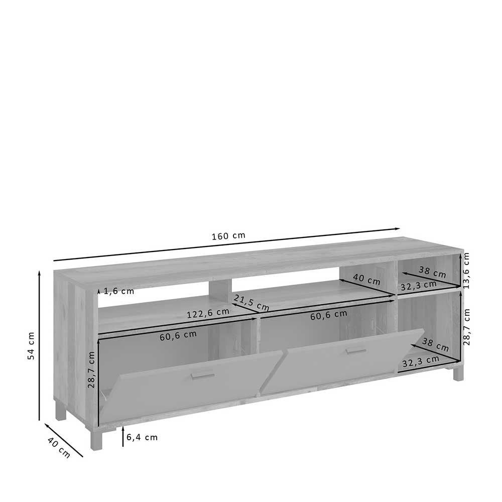 Industry TV Lowboard Garganon mit zwei Klappen 160 cm breit