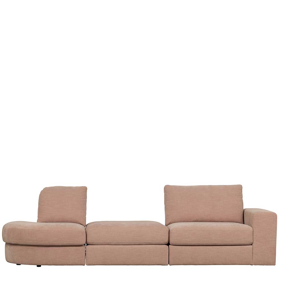 Rosa Dreisitzer Couch Oktamian - Modulsofa mit Armlehne