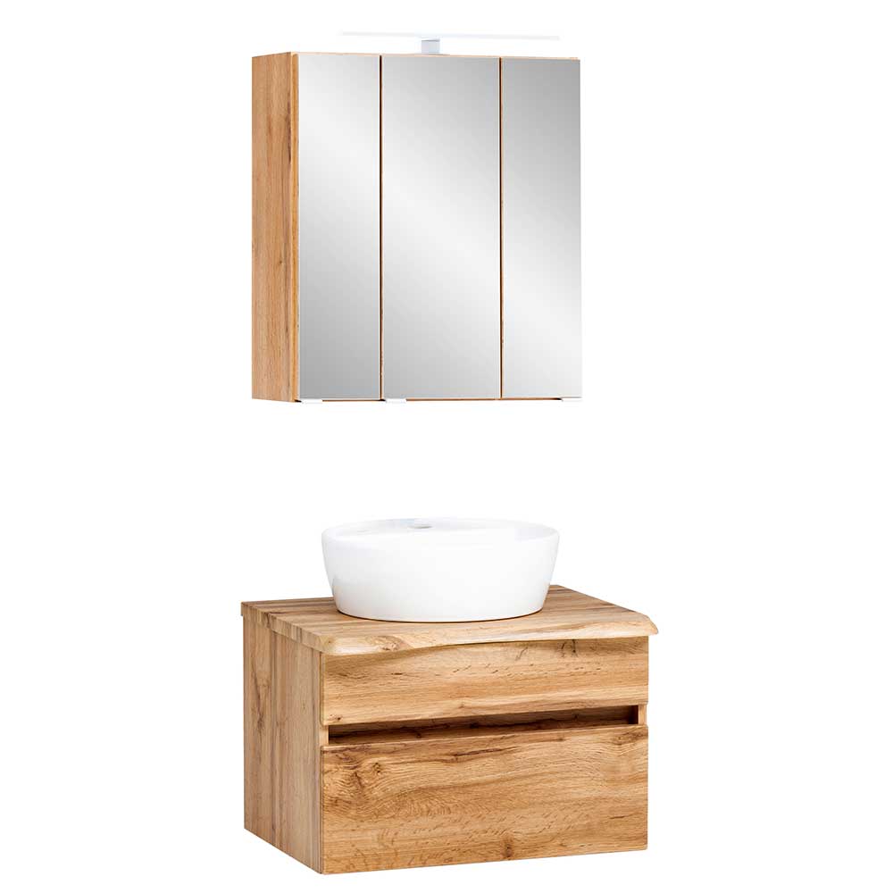 Gäste WC Set Holzoptik Kropenia in Wildeichefarben mit Baumkante NB (vierteilig)