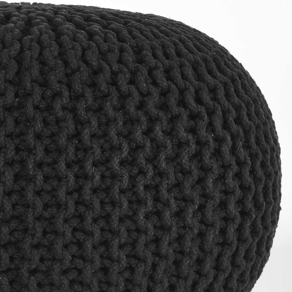 Strickstoff Pouf Lea in Schwarz im Skandi Design