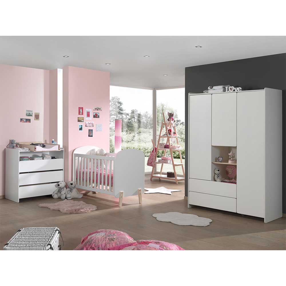 Modernes Babyzimmer Set Iliana in Weiß lackiert (vierteilig)