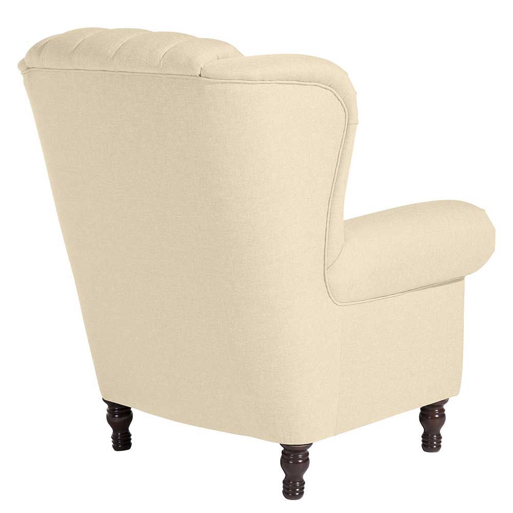 Polstersessel Beige Vintage Catjana im Chesterfield Look - 44 cm Sitzhöhe