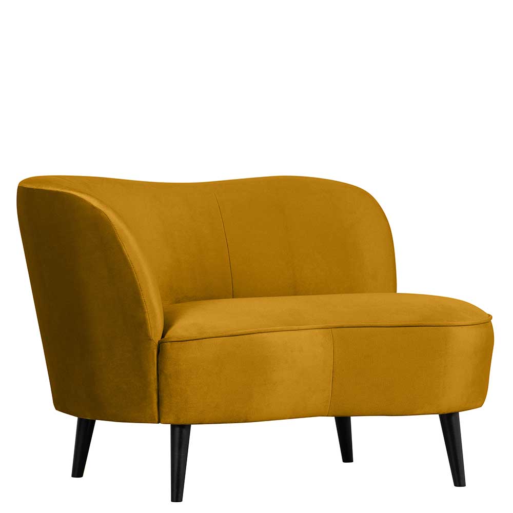 Retro Stil Lounge Sofa Akstinio in Ocker Gelb mit Samt Bezug