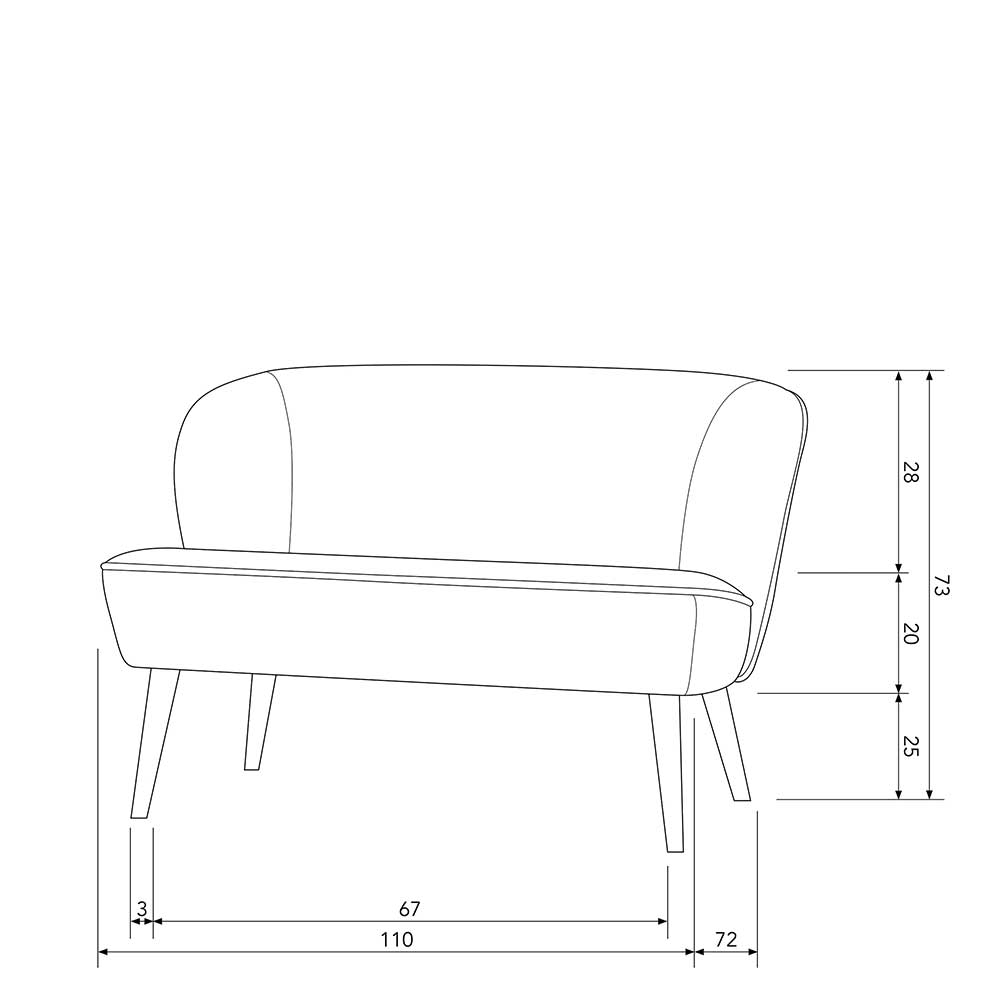 Zweisitzer Sofa Cralega in Fliederfarben & Schwarz aus Samt und Metall