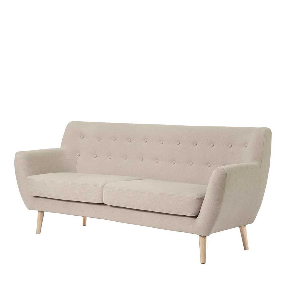 Sofa Dreamin in Beige mit Vierfußgestell aus Holz