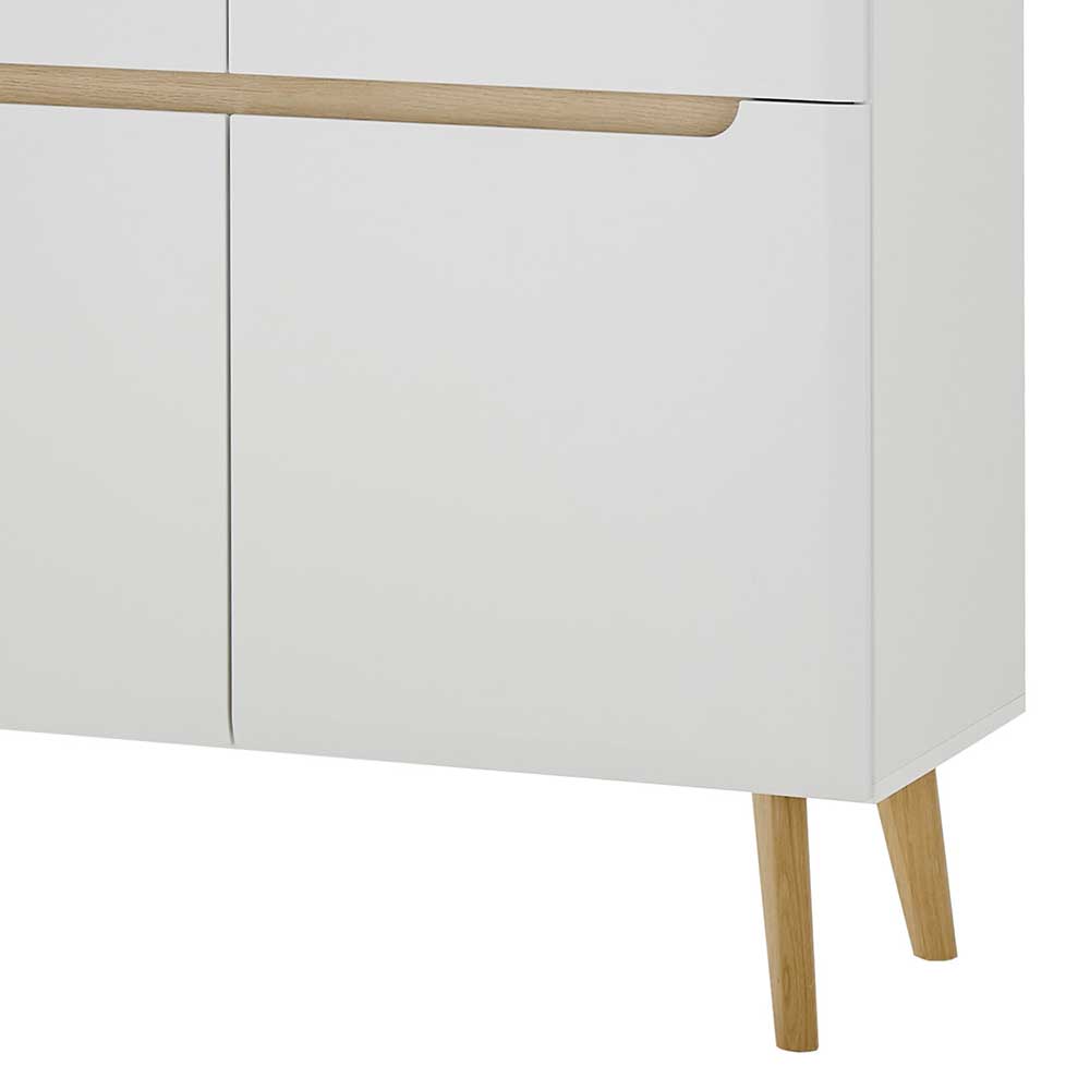 Skandi Design Highboard Jasturian in Weiß und Eichefarben