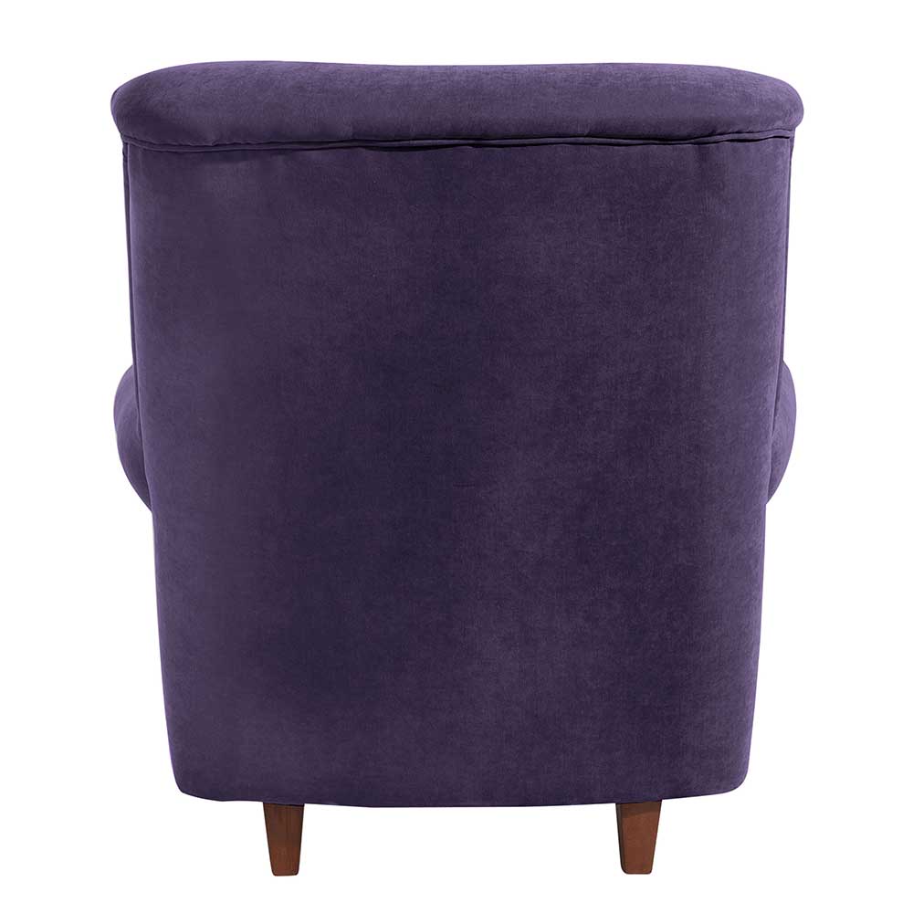 Chesterfield Polstersessel Walentina in Violett mit Velours Bezug