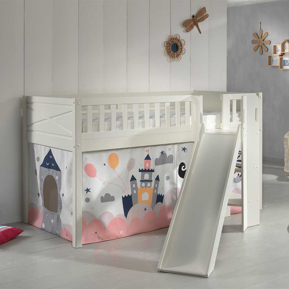 Kinderhochbett Hedi mit Rutsche und Märchen Motiv