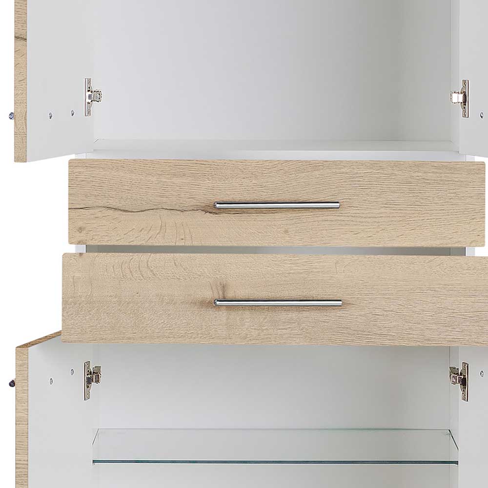 Badezimmer Hochschrank Venusto in Eichefarben 60 cm breit