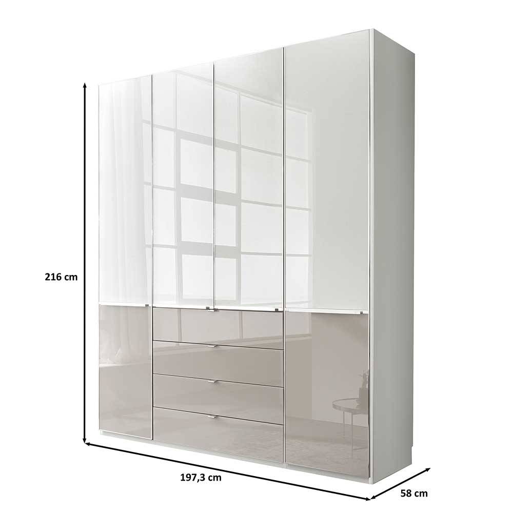 Schlafzimmer Schrank modern Latina Front glasbeschichtet mit vier Schubladen