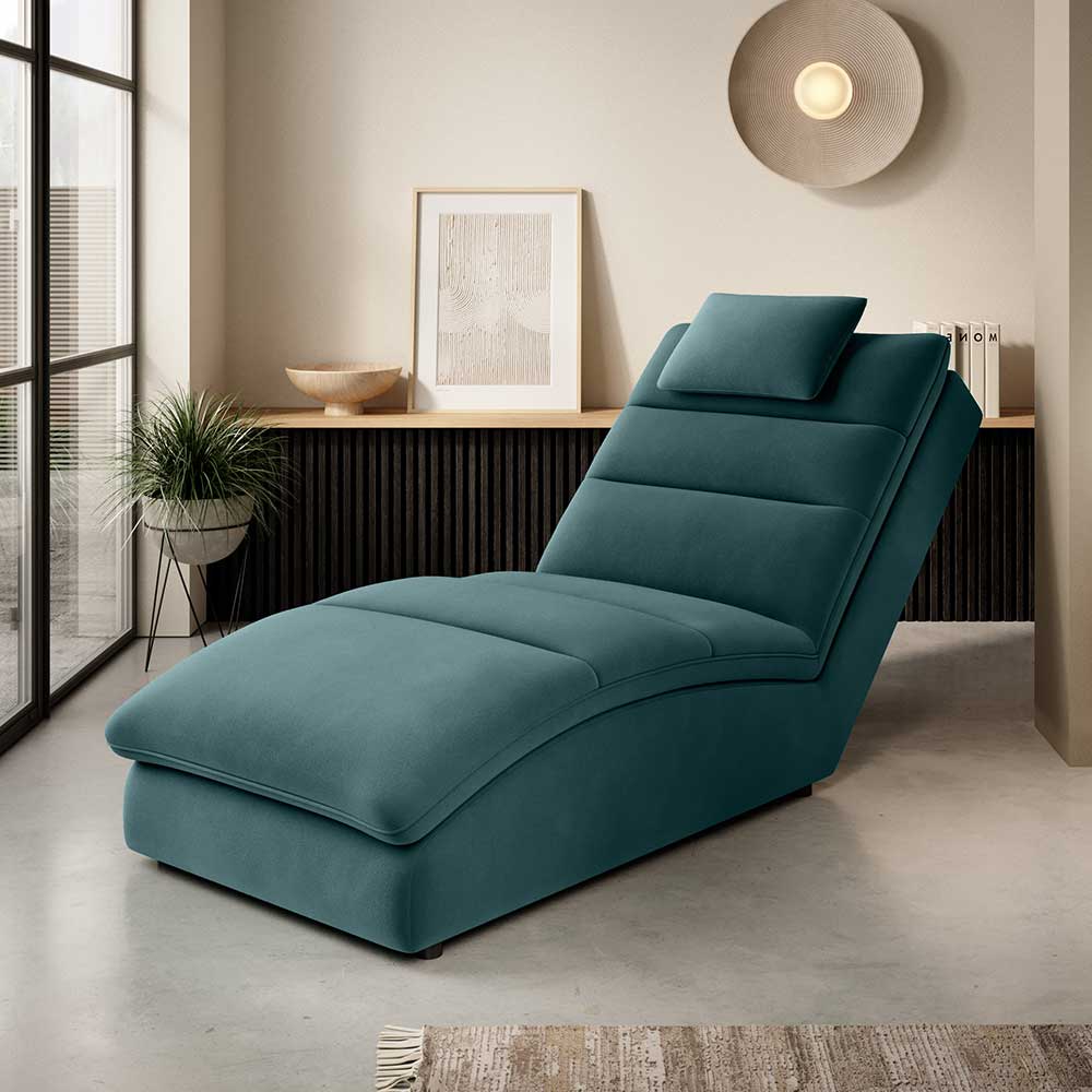 Chaiselongue Kantino aus Samt in Türkis